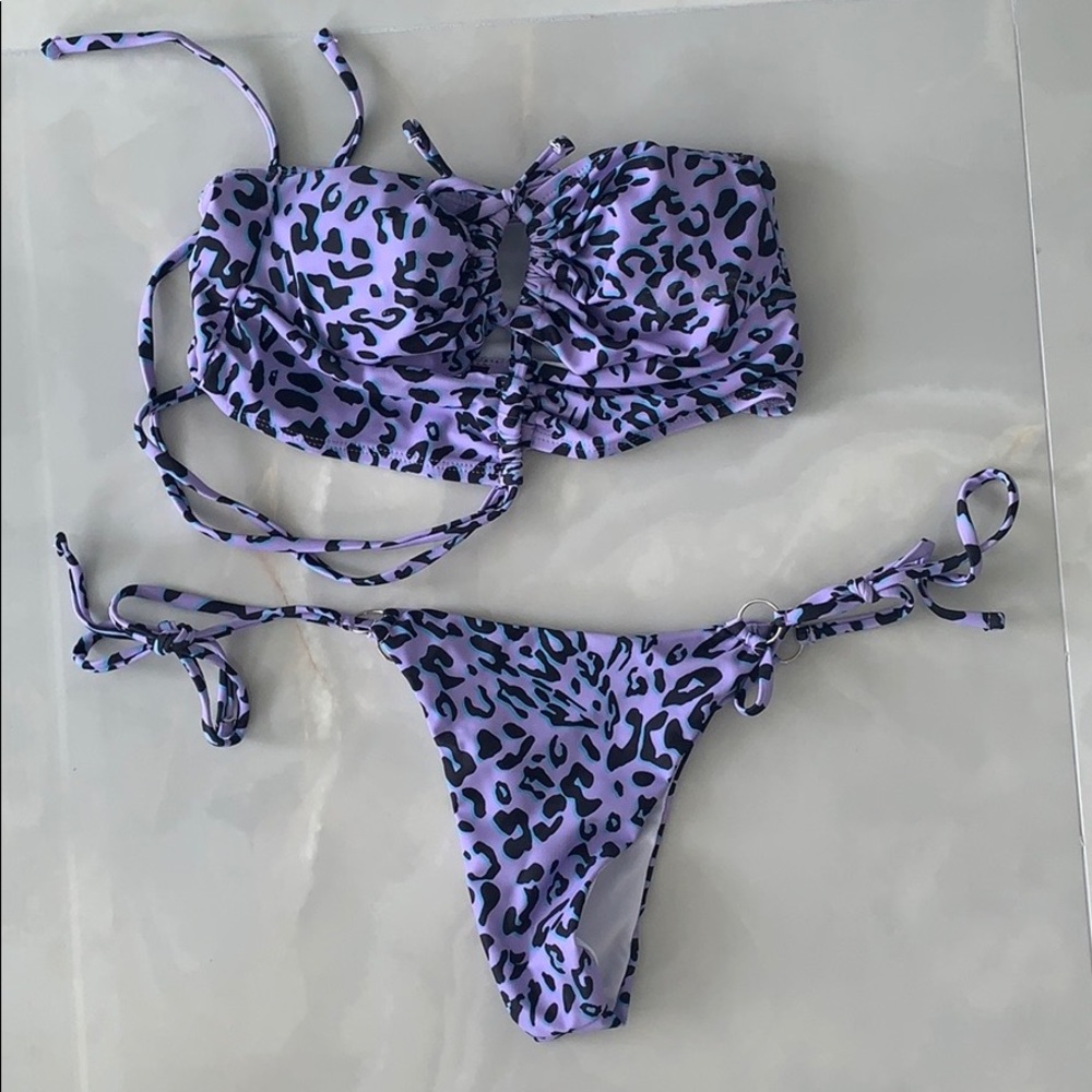 Purple leopard print bathing suit